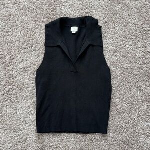A New Day Polo Collar Pullover Sweater Tank - Black Size Medium